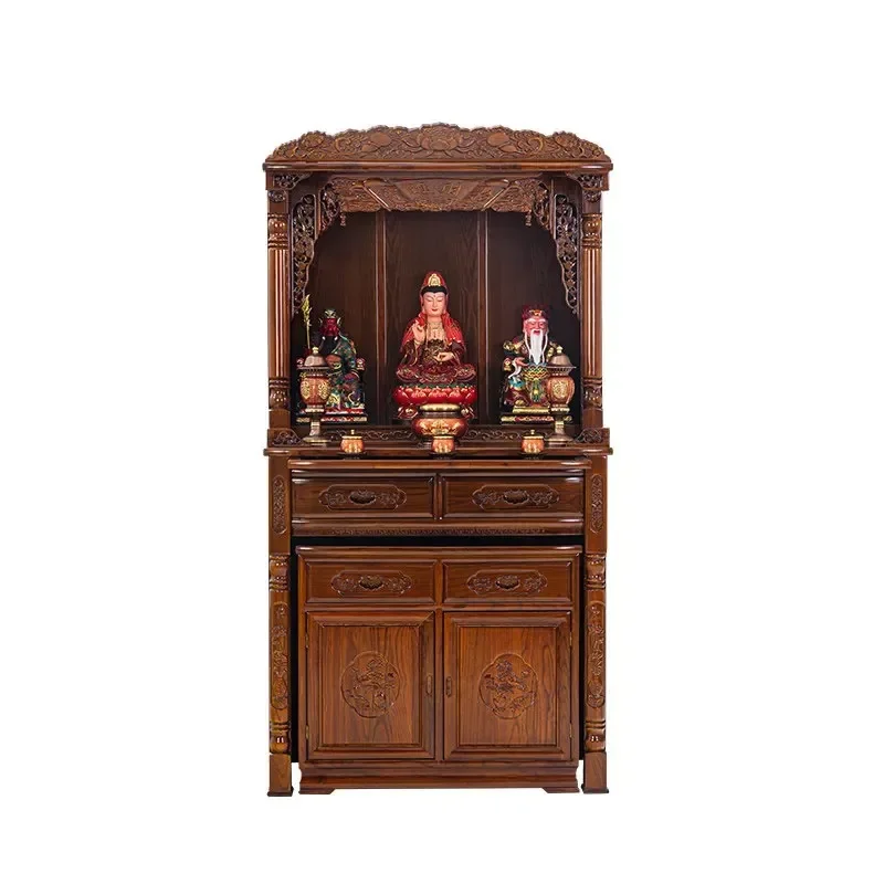 Solid wood Buddhist shrine offering table Shentai new Chinese vertical cabinet Shentai cabinet offering table Buddhist