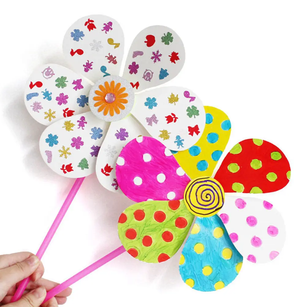 

8Pcs Blank DIY Pinwheels Safe Paper Windmills Unfinished Hand Windmill Kids Creative Coloring Activity Drawing Pinwheel