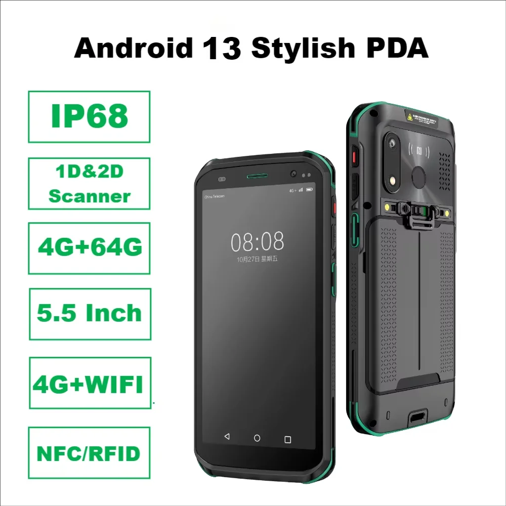 Высококачественный 5,5-дюймовый Android 13 КПК IP68 Прочный портативный AIDC 4 грамм 64 ГРМ 2D сканер Newland Zebra Коллектор даты
