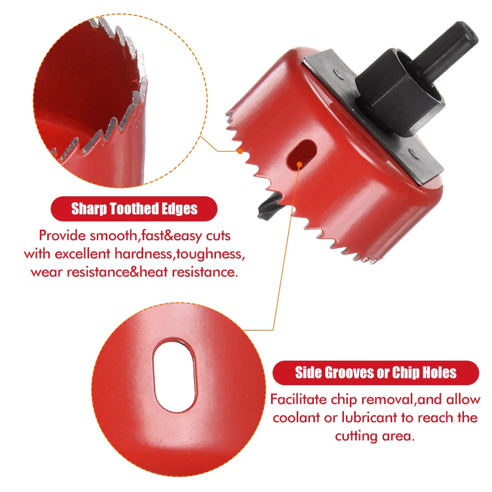 Juego de sierra perforadora de 19-152mm, broca de corona de madera para tablero de yeso, tablero de densidad de plástico PVC, herramientas de carpintería de Metal