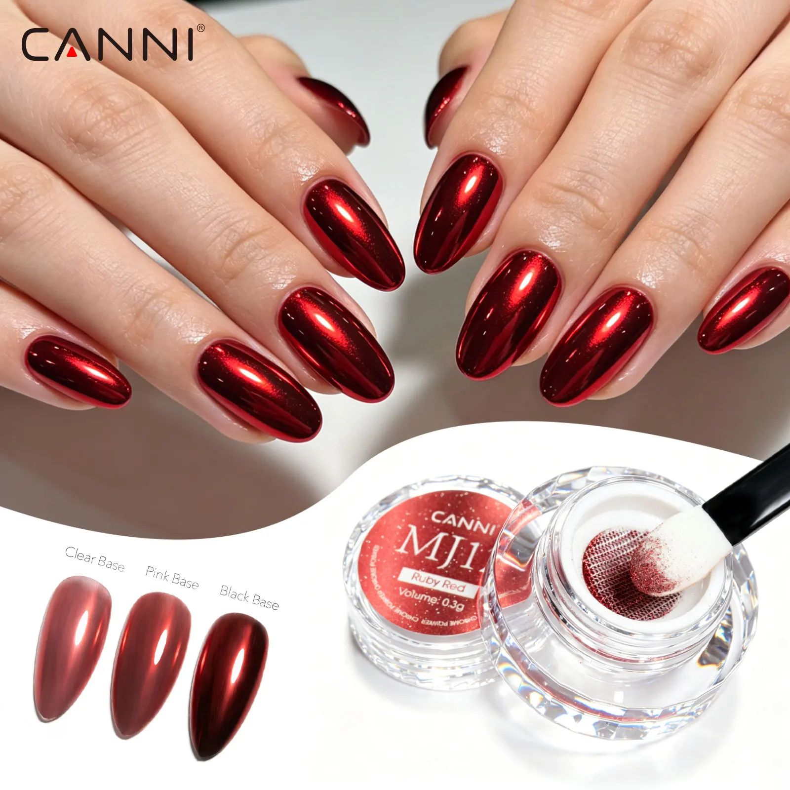 CANNI Chrome Nail Powder Mirror Aurora Pearl Effect Pigment for Gel Polish Manicure Metallic Easy Apply Gel Nail Art Decoration