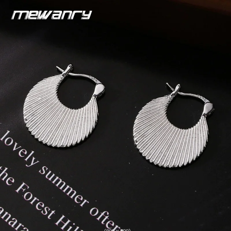 Mewanry Texture Stripe Hoop Earrings For Women Girls Simple New Fashion Elegant Creative Design Waterproof Party Jewelry Gifts