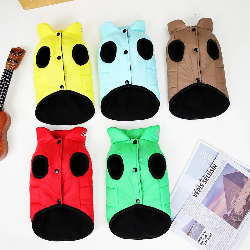 Pet Candy Color Dogparkas Dog Autumn and Winter Pet Clothing Leg Coat Five Color Bread Coat Dog Clothes for Small Dogs