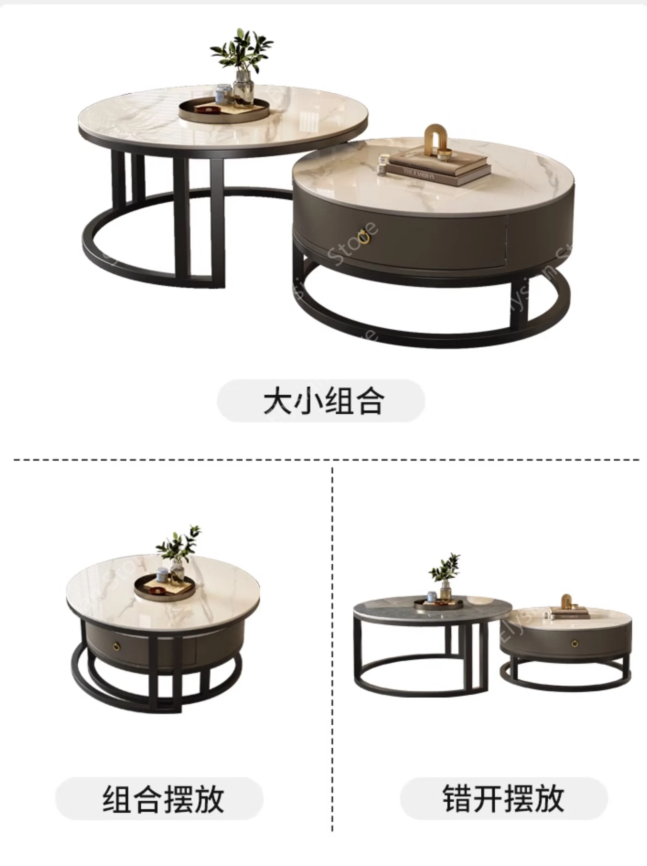 Luxury Folding Table Living Room Cabinets Tv Stand Round Coffee Dining Set Console Tavolini Da Salotto Home Furniture