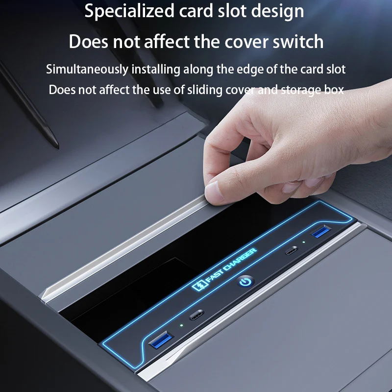 Per Tesla Model3 Highhland Atmosphere Light Docking Station Tipo-c 27W Caricatore rapido USB Extender Docking Station Alimentato Splitter