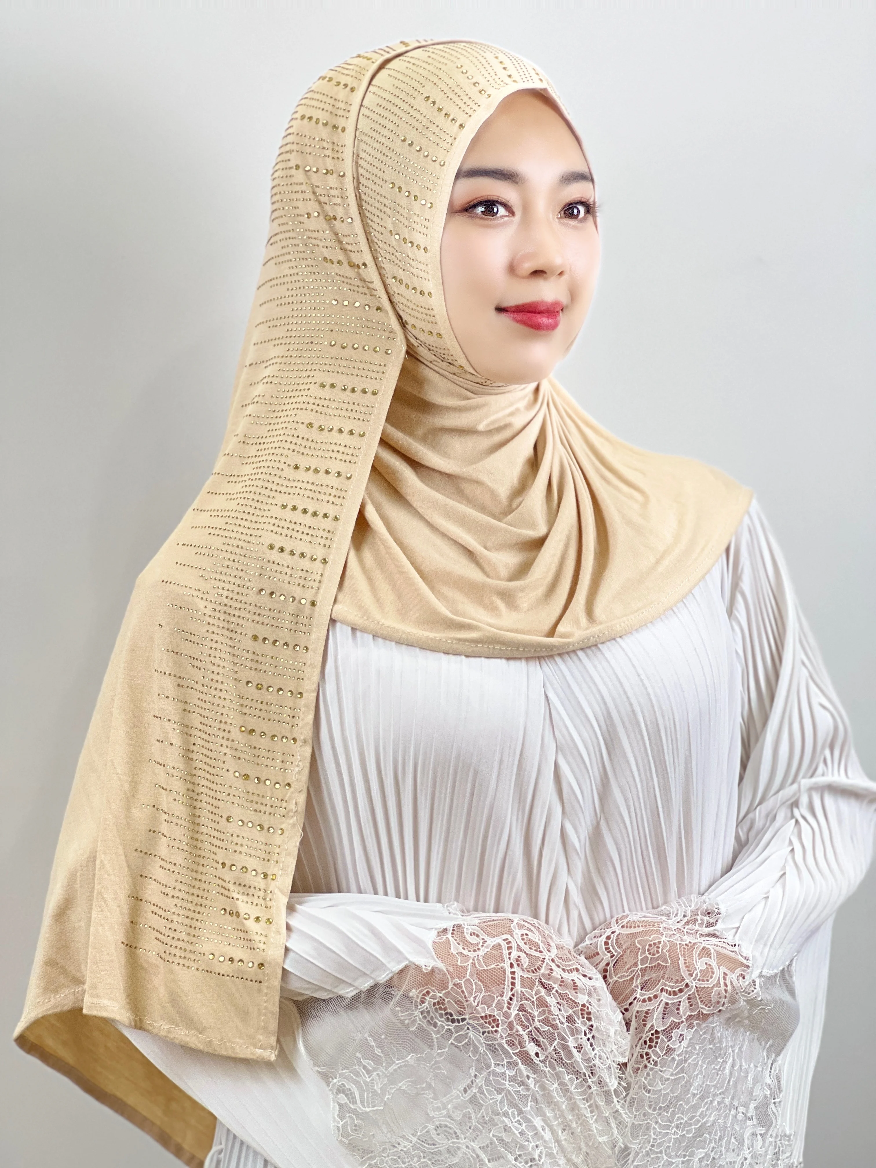 

Islamic Hijab Muslim Iron On Diamond Turban Mercerized Cotton Iron On Gold Scarf Shawl Malay Sarong Women Wrap Hijab