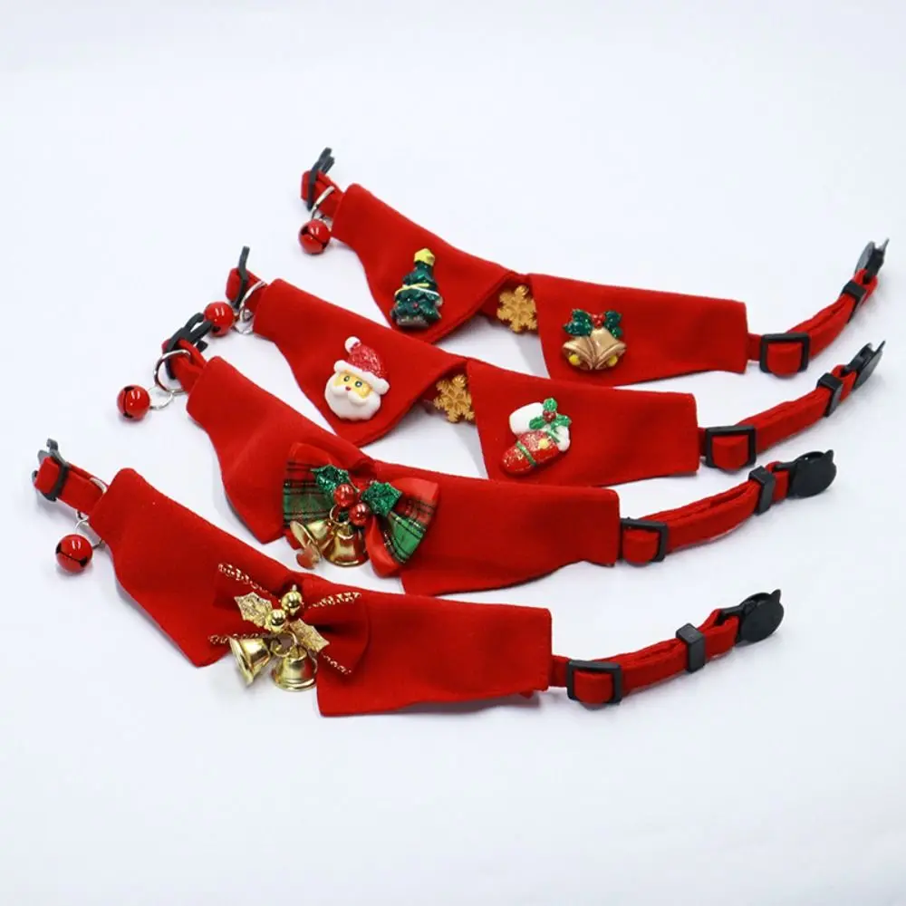 

Cute Kitten Christmas Necklace Adjustable with Bell Kitten Bowties Collar Necklace Comfortable Fashion