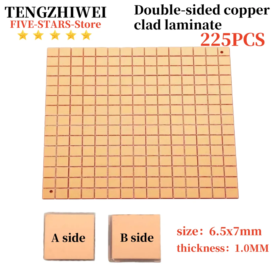 

225Pcs 6.5*7mm small double-sided copper plate 1.0 thick patch board Multi-function conversion board PCB empty board