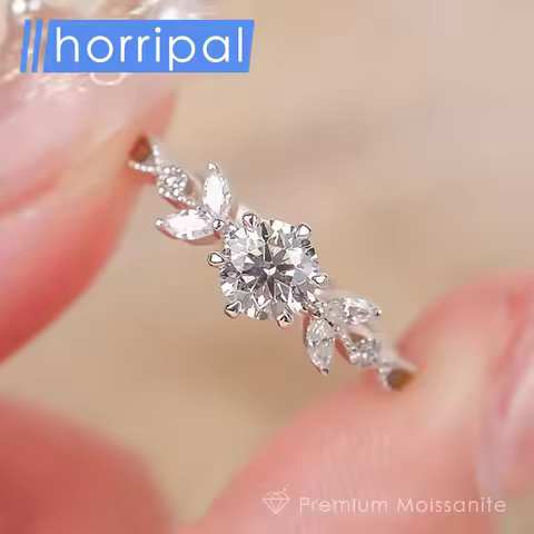 Leaf Wedding Ring 1ct Moissanite with GRA Certificate S925 Sterling Silver Flower Rings Waterproof Cute Eternity Band for Women