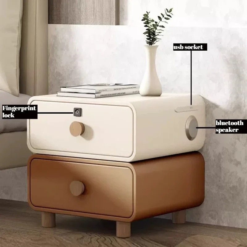 Modern White Bedside Table Hidden Small Hotel Glossy Nightstan Bluetooth Storage Comodino Camera Da Letto Choice Furniture
