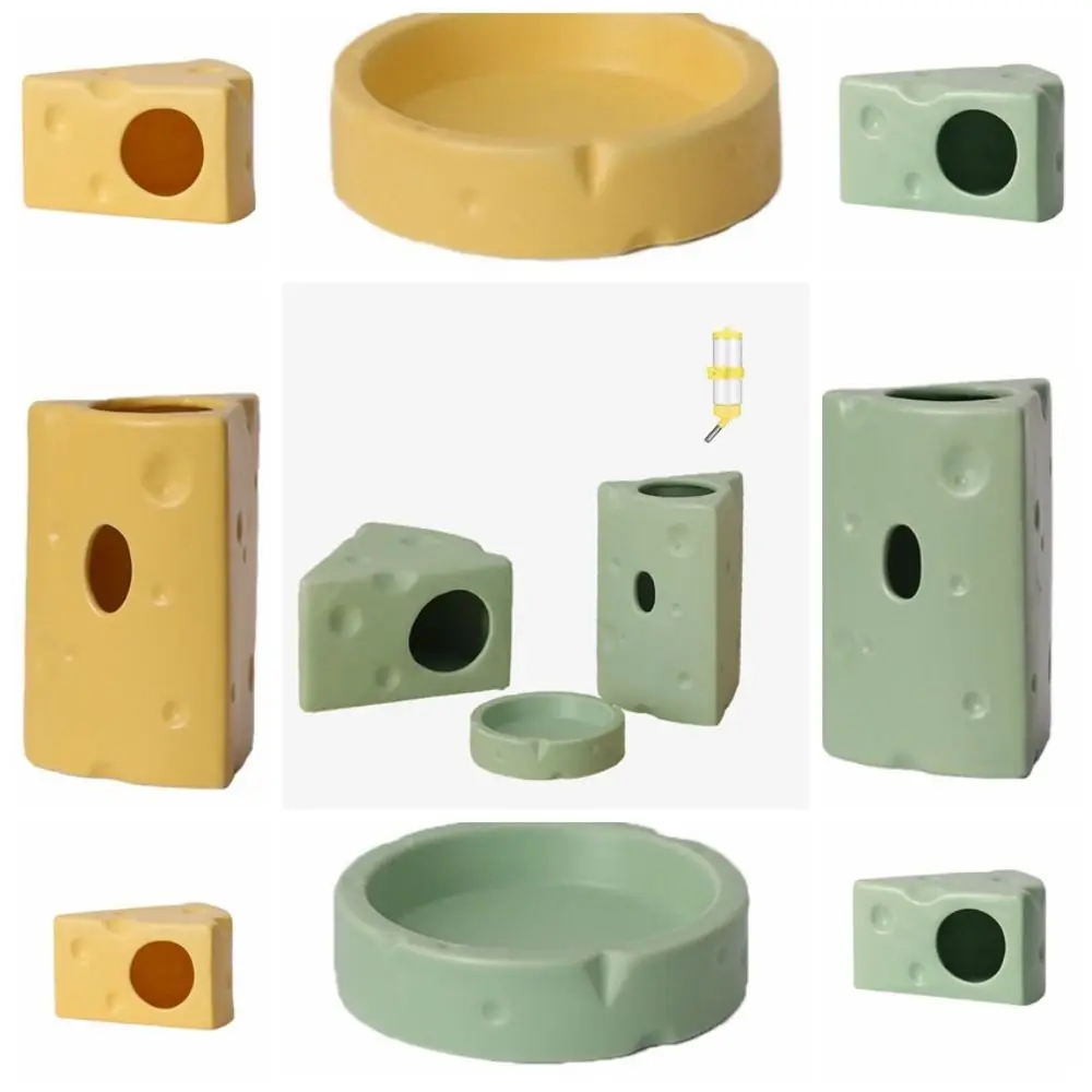 Durevole creativo criceto Hideout forma di formaggio ceramica capanna piatto di alimentazione decorativo mantenere il raffreddamento mangiatoia per criceti piccoli animali