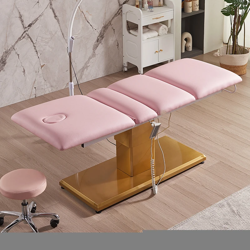 Popular modern beauty salon massage aesthetic bed orange electric physiotherapy treatment table eye lash bed