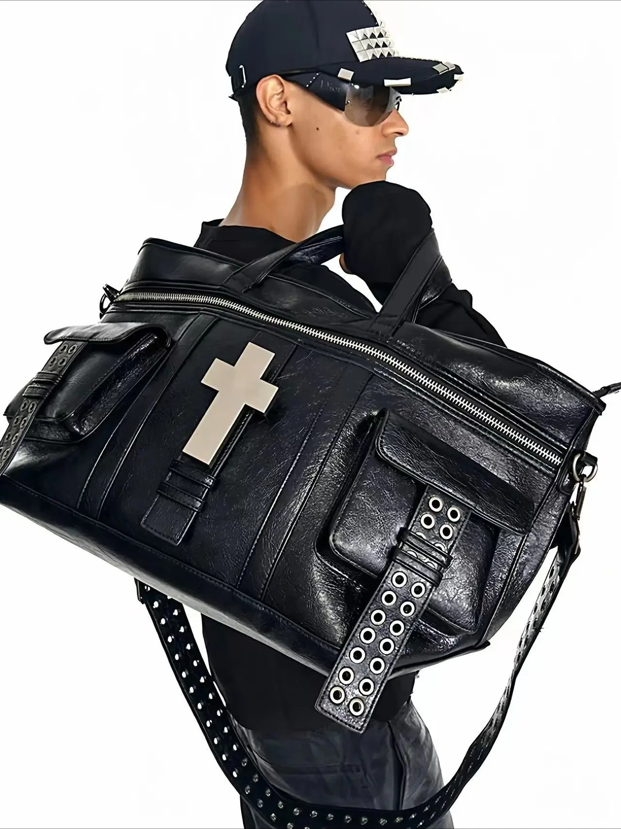 New Trendy Unisex Crossbody Leather Handbag Men Single Shoulder Bag Tote Bag All Season Women's Bag Handheld Zipper Closure