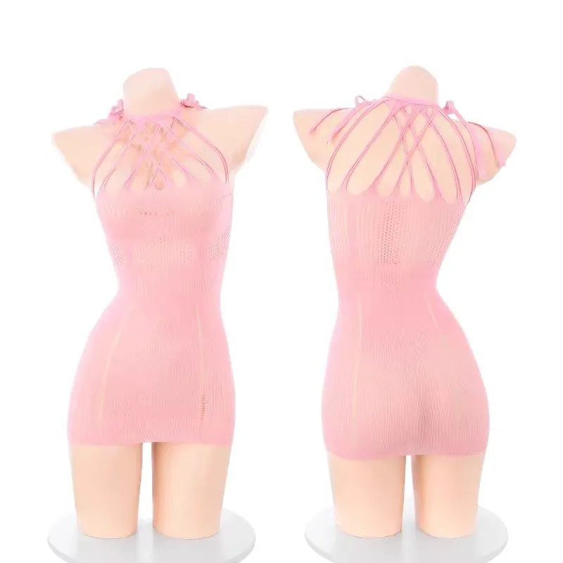 

Sexy Lingerie With Hollow-out Design See-through Easy-to-tear Mesh Bodysuit Sexy And Playful Hot Girl Sleepwear Dress Charm IYOD