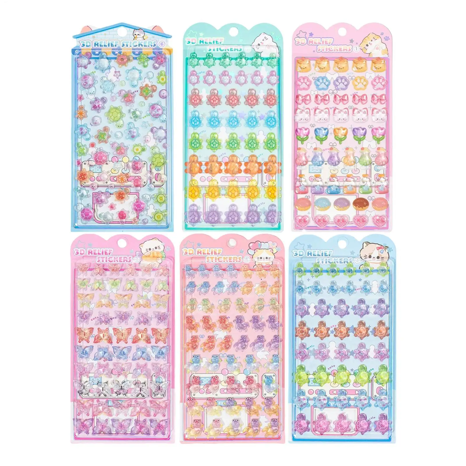 3D Relief Bubble Stickers Cutebutterfly Turtle Funny Stickers Scrapbooking Decals Decoration For Phone Case Notebook Laptop