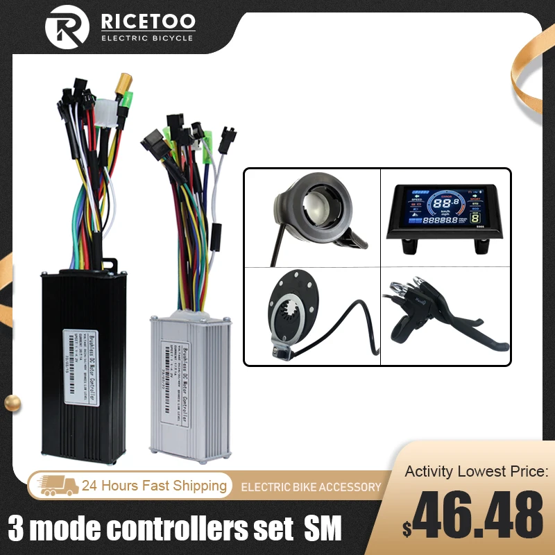 

3-mode Sine Wave Ebike Controller 36V48V 17A/26A/30A/40A 250W-2000W Electric Bicycle Brushless Controller