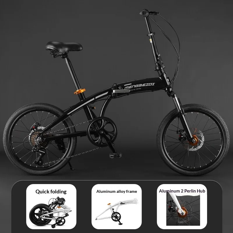 Lightweight & Portable Commuter Shock Absorbing Small Wheel Bicycle Students Bicycle Adult Unisex Aluminum Folding Bike
