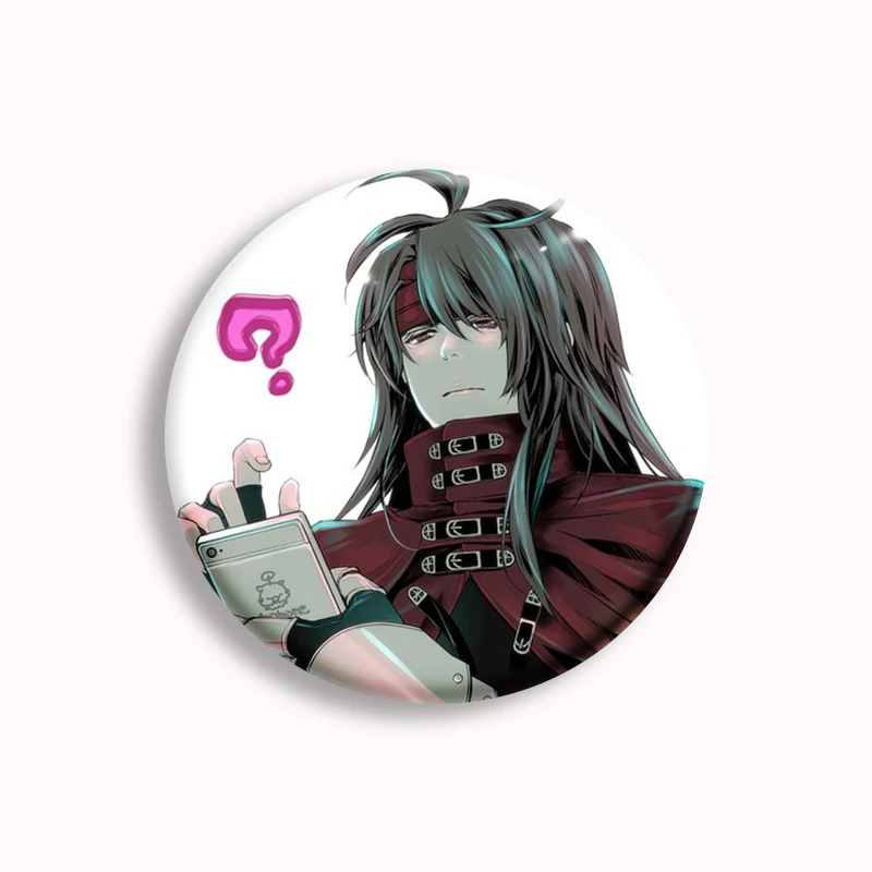 Game FF7 Vincent Valentine Anime Dirge Of Cerberus Button Pin Creative Game Characte Aesthetic Brooch Badge Gamer Collect Gift