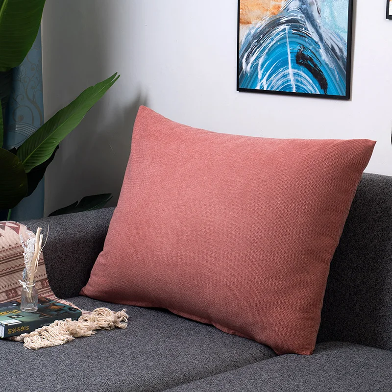 Grote Rechthoek Taille Kussenhoes Sofa Auto Rugleuning Kussensloop Slaapkamer Grote Kussensloop Beschermer Rits Effen Kleur Multisize