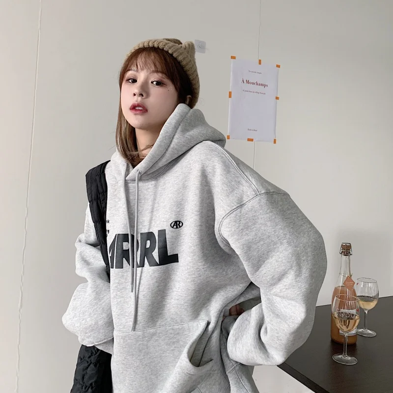 

Women's Oversize Hoodie Fce Lined Harajuku Lazy Sle Long Sve Sweatirt Comfortable Loose Fit Streetwear