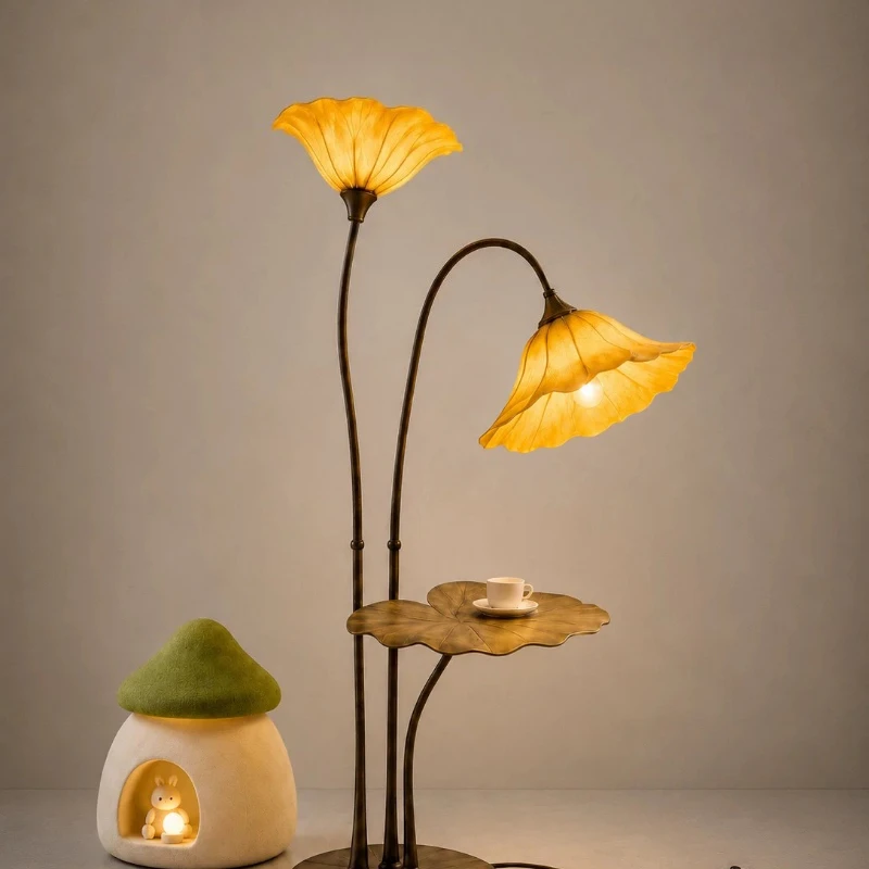 

Lotus leaf floor lamp New Chinese style wabi-sabi wind art lamp Tea room decorative ornaments Ambient light