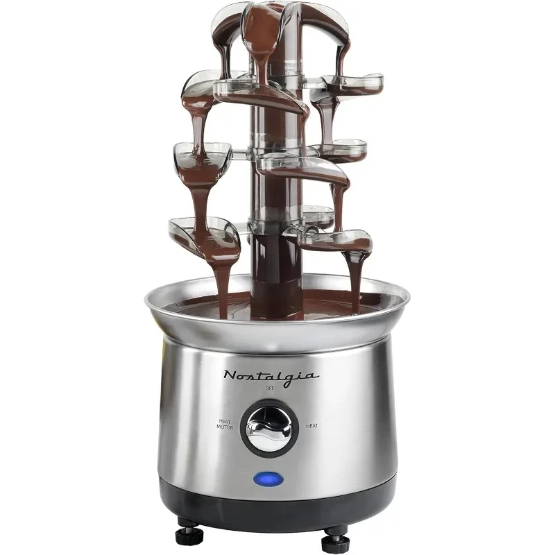 

home.Nostalgia 4 Tier Electric Chocolate Fondue Fountain Machine for Parties - Melts Cheese, Queso, Candy, and Liqueur - Dip Str