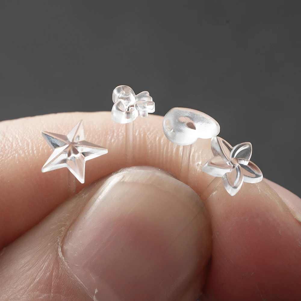 Invisible Clear Plastic Earrings, Sensitive Ears