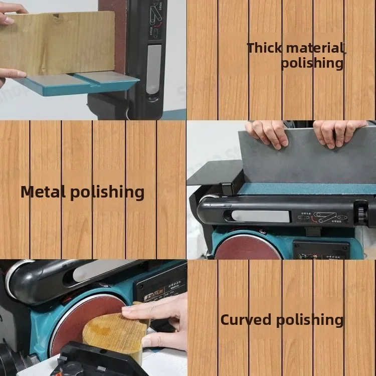 Industrial Belt Sander Polisher Woodworking Metal Wire Drawing Machine Small Desktop Sanding and Knife Sharpening Tool