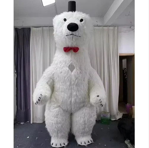 Neues Riesiges Aufblasbares Eisbären-Maskottchen-Kostüm Weißes Werbe-Tierkostüm Tragbar 2m/2,6m/3m für Erwachsene