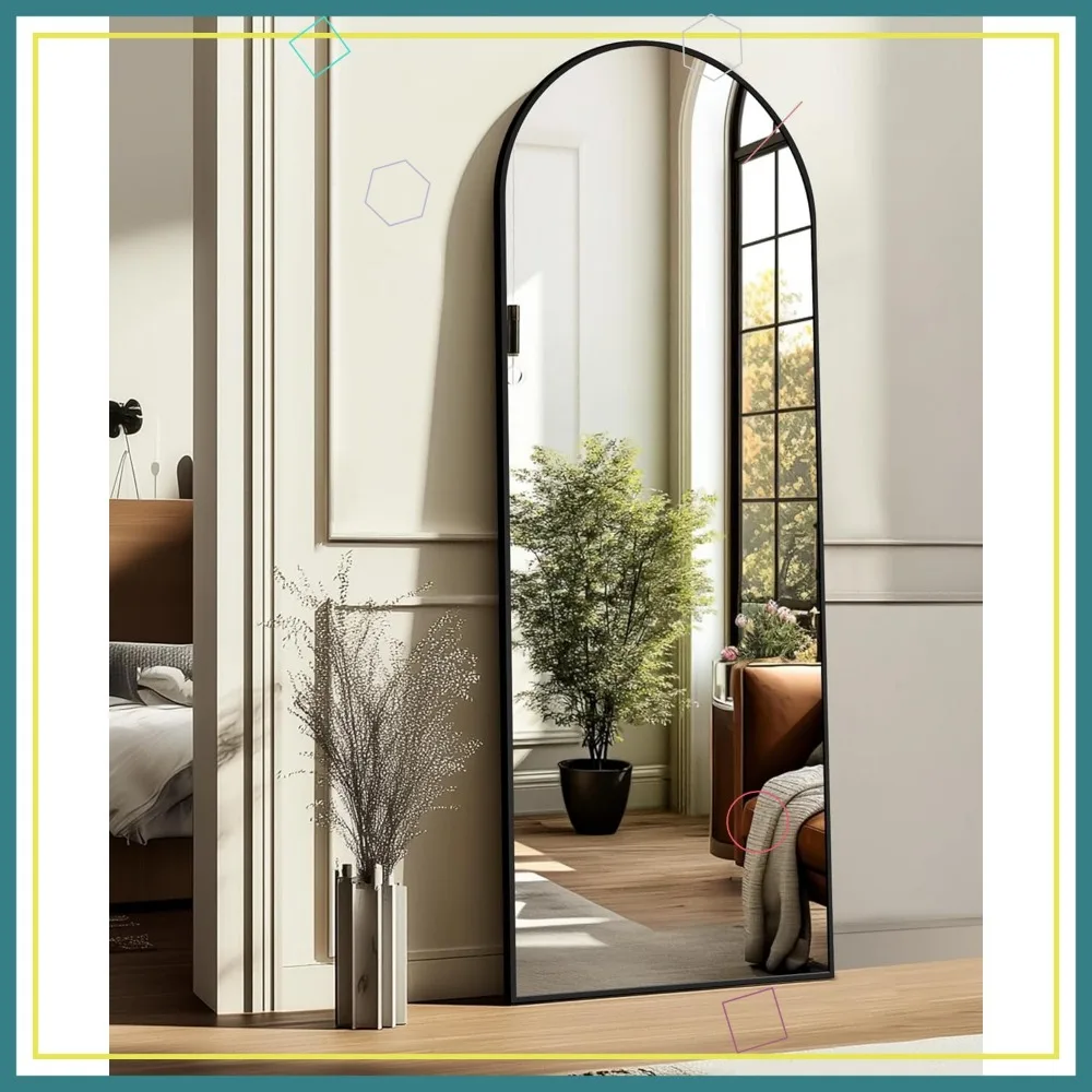 

Arched Full Length Mirror, 56x15 Inch Standing Body Mirror with Aluminum Alloy Frame for Bedroom Living Room Dressing Room Black