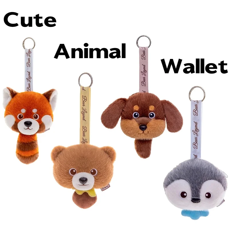10cm Cute Cartoon Animal Coin Purse Kawaii  Little Bear Penguin Red Panda Dachshund Plush Pendant Kid Birthday Gift