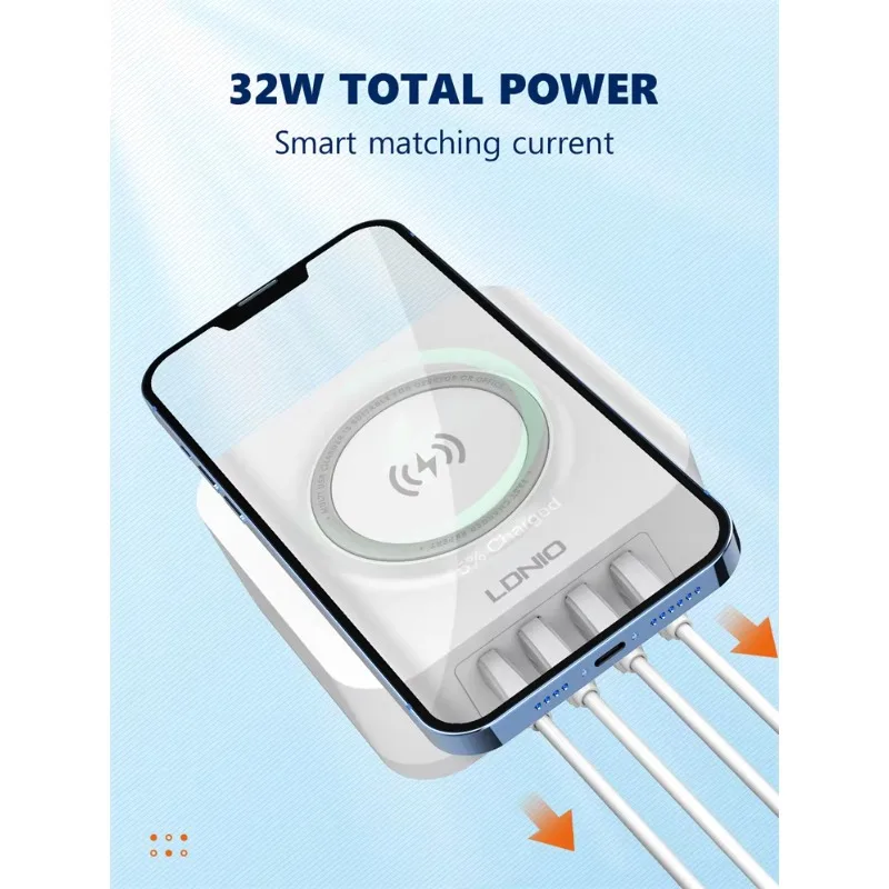 32W Desktop Cargadores 4 Ports QC3.0 PD USB Mobile Charger Adapter Wireless Portable Cell Phone Charger
