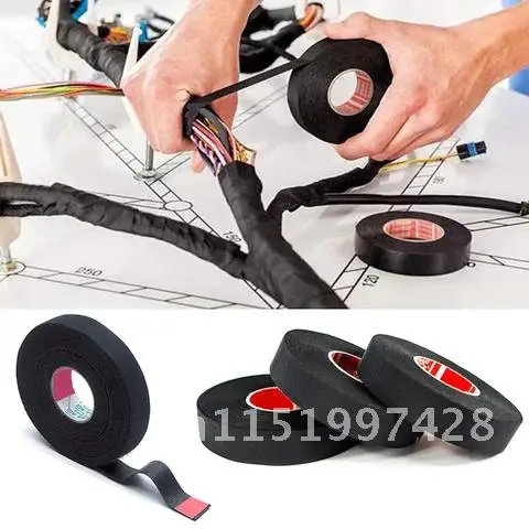 15 Meter Adhesive Cloth Tape Coroplast Heat-resistant Flame Retardant Tape For Car Cable Harness Wiring Loom Protection