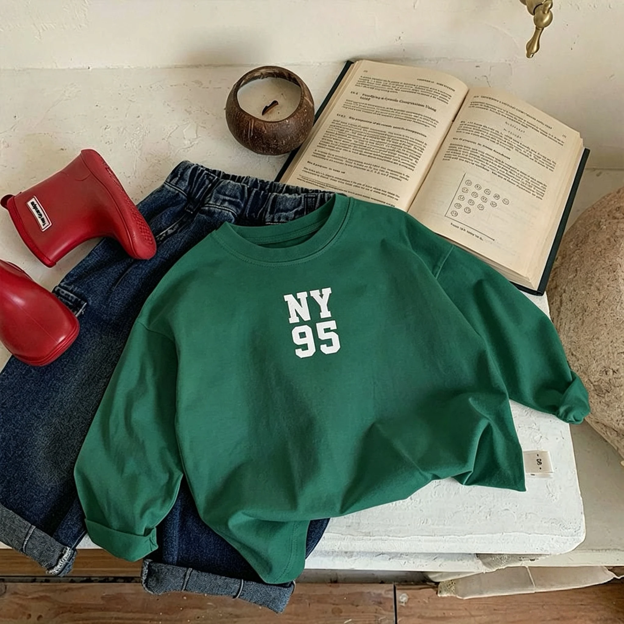 Frühling Herbst Kinderkleidung Langarm-T-Shirt Einfache Mode Vielseitiges Kinder-Rundhals-Pullover-Basis-Shirt Lässige Bluse – Detail 3