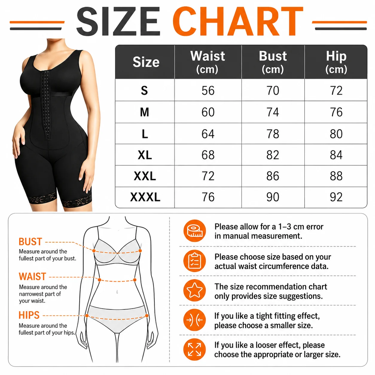 Women Plus Size Full Body Shaper Bodysuit, Front Hook‑Eye Closure Sleeveless Mid‑Thigh Shapewear with Anti‑Slip Lace Hem, Tummy Control Butt Lifter Body Shaper for Postpartum Daily Wear view 8