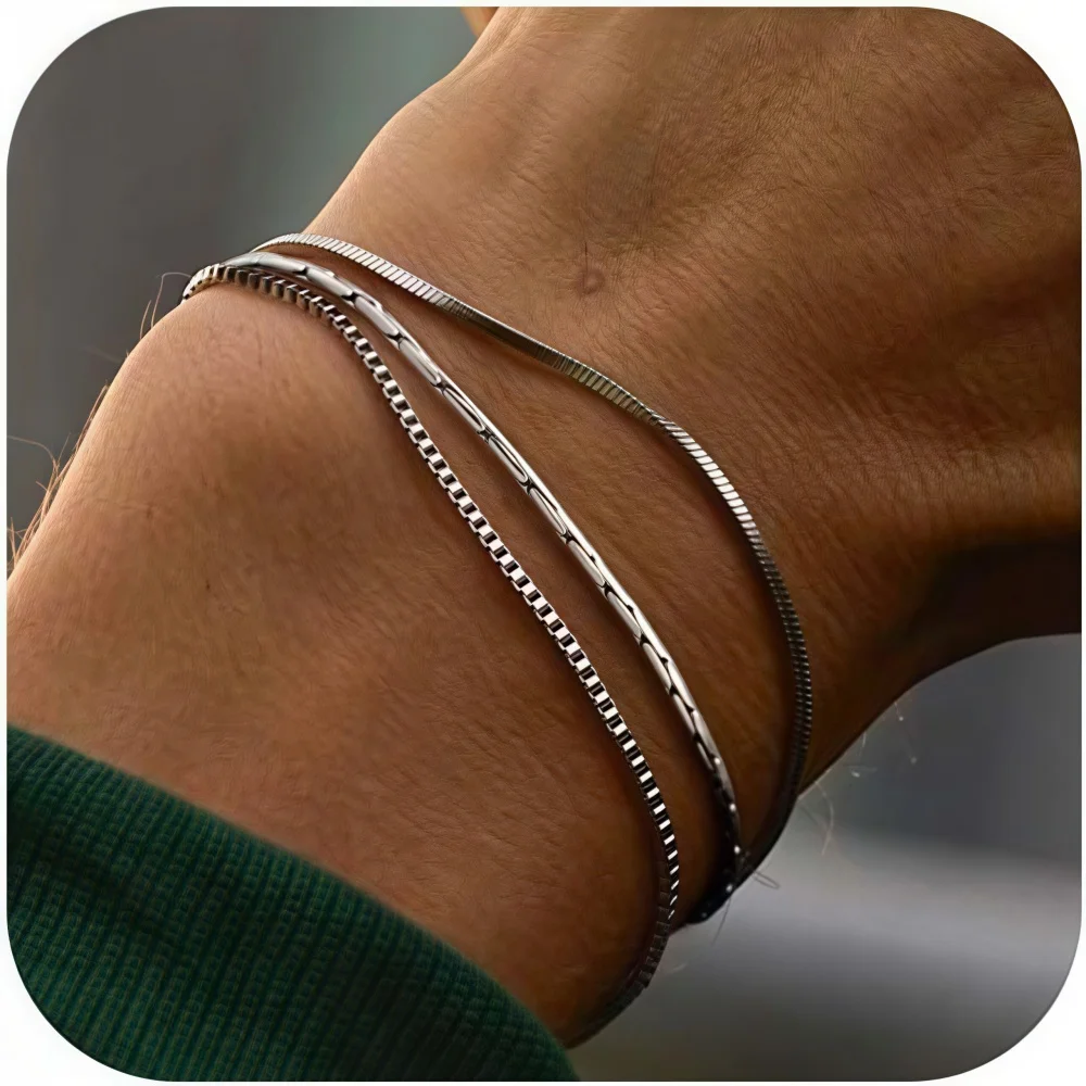 Einfache Edelstahlketten, verschiedene Armbänder, modische extrafeine Edelstahlketten, Schmuck, modische Damenaccessoires, Geschenk. – Detail 1