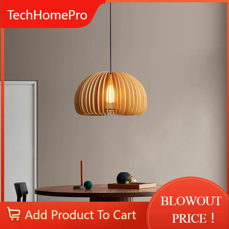 TechHPNordic Modern Wood Design LED Pendant Lamp For Dining Room Kitchen Bar Living Room Bedroom