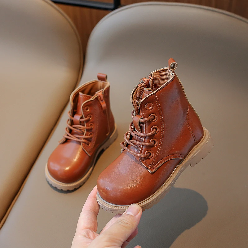 

Girl Boot Children Short Boots Boys Leather Shoes Student Performance Leather Boots Winter Shoe for Girl Paltform Boot Kids Shoe