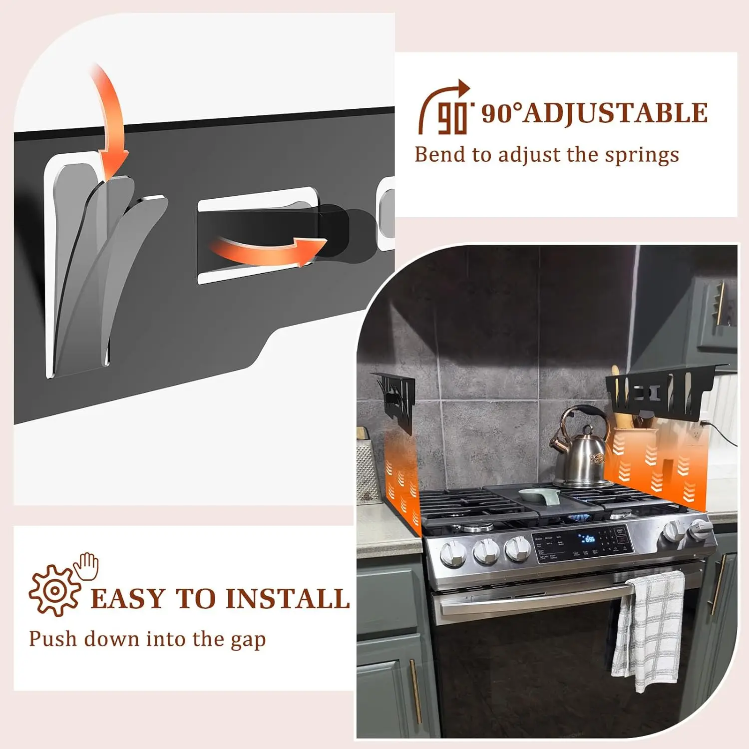 

Adjustable Length Oven Side Gap Fillers 2Pcs Stainless Steel Stove Gap Covers Anti Rust Heat Resistant Stove Counter Gap Fillers