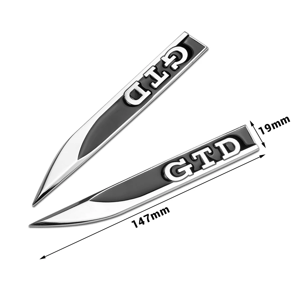 2PCS Car Accessories Metal Blade Shape Badge Body Decoration Sticker For Volkswagen Golf 4 Motion Polo Tiguan GTI R GTD Bora B6