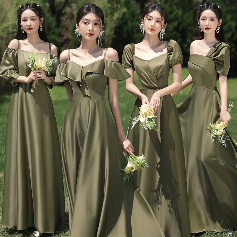 Customized J100 Satin Green Bridesmaid Dresses Prom Dress Lady Girl Women Sexy Robe Gradaution Female Performance Gown