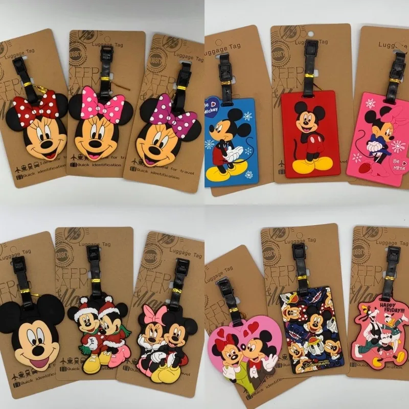 Cute Mickey and Minnie Luggage Travel Accessories Tags Silicone Luggage ID Card Address Clip Luggage Boarding Pass Portable Gift