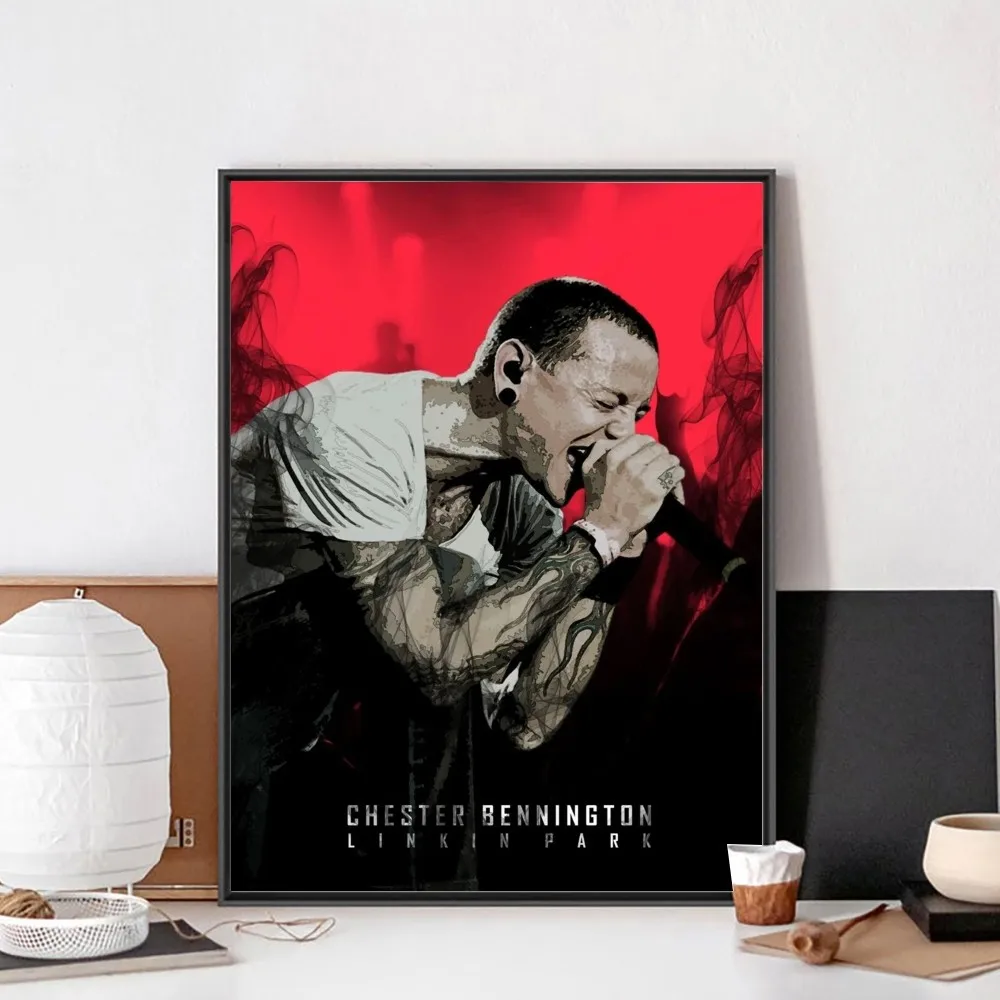 American Rock Legends-C-Chester-Bennington Poster Kraft Club Bar Paper Vintage Poster Wall Art Painting Bedroom Study Stickers