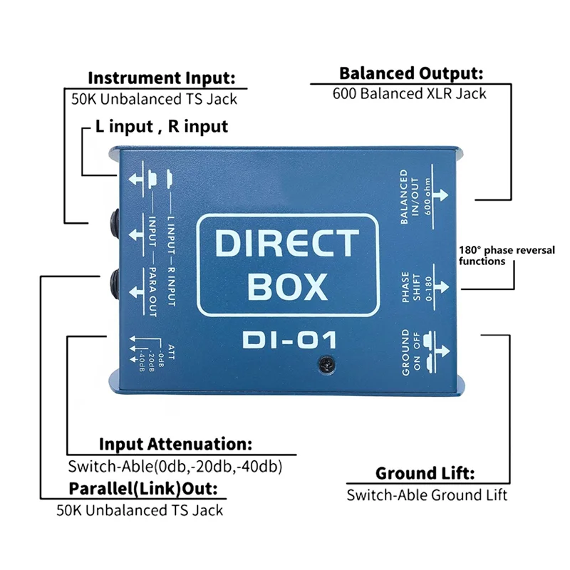 

Dropship-Audio Converter Unbalanced Signal Converter DI Effects Passive DI Box Direct Injection