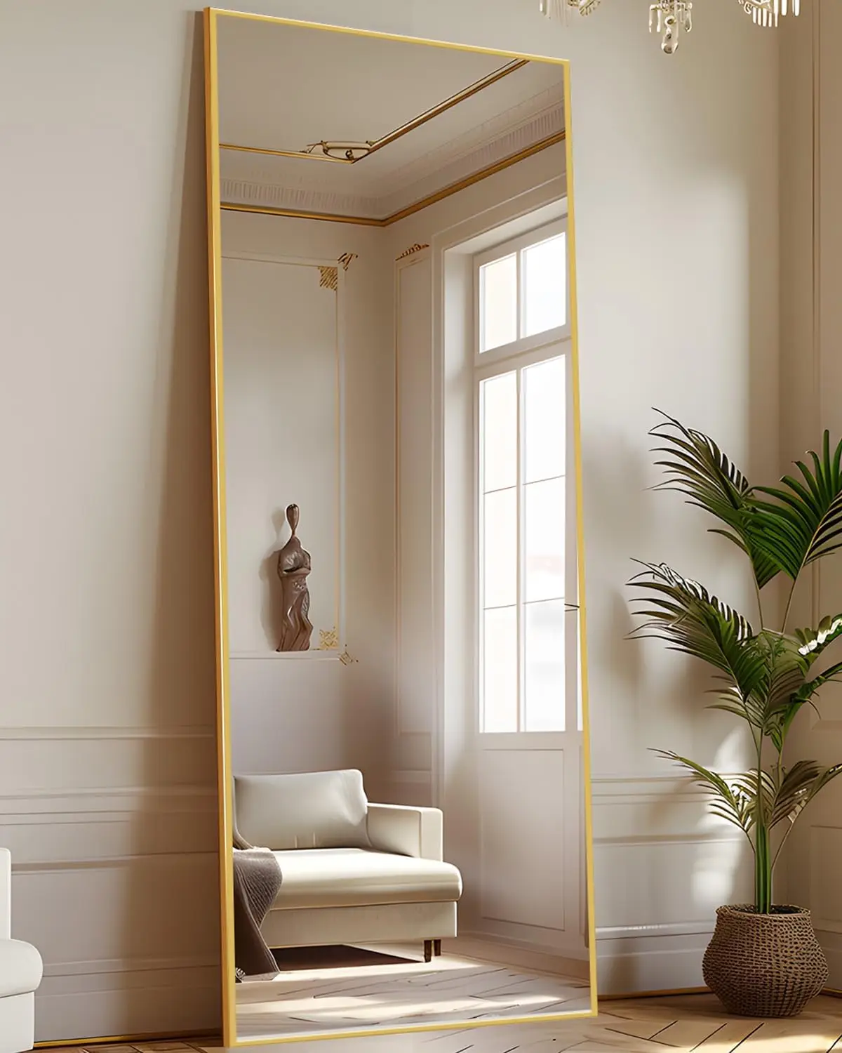 

Full Length Mirror, 58"x18" Oversized Floor Mirror, Rectangular Full Body Mirror with Stand for Bedroom, Living Room, Cloakroom