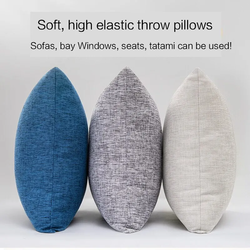 Linen Wind Solid Volor Throw Pillowcase Detachable and Washable Office Pillowcase Car Waist Rest Headboard Back