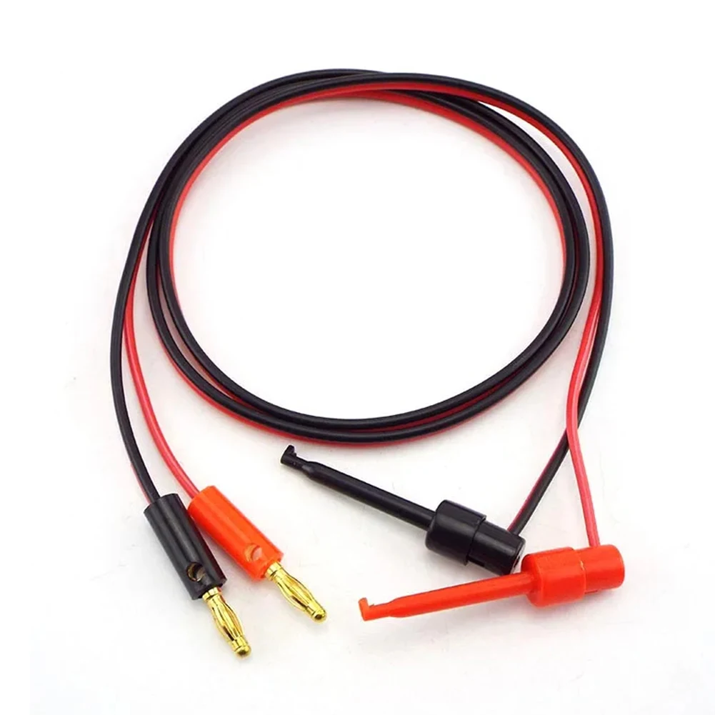 Gancho de prueba Conector tipo banana Conector tipo banana Clip de prueba Abrazadera Adaptador de abrazadera de gancho 4 mm de diámetro Rojo y negro para cables de prueba de multímetro