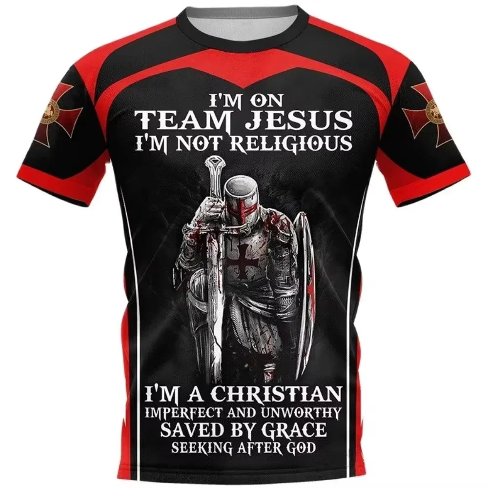 Fashion New Knights Templar 3D Printed Men's T-shirt Vintage Man Streetwear Summer Casual Short Sleeve Tee Tops