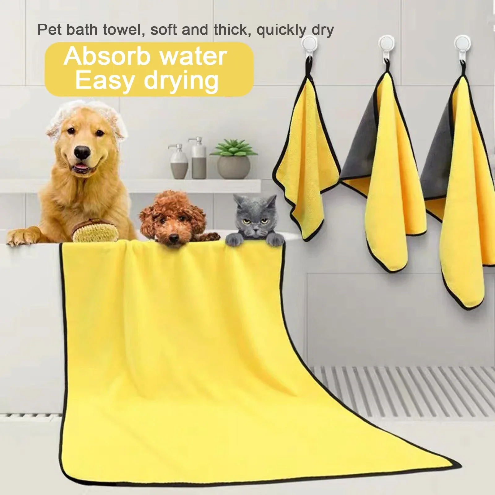 

Pet Quick Dry Dog Cat Absorbent Towel Microfiber Cat Dog Bath Towel Convenient Clean Towel Dog Bathrobe Blanket Pet Supplies