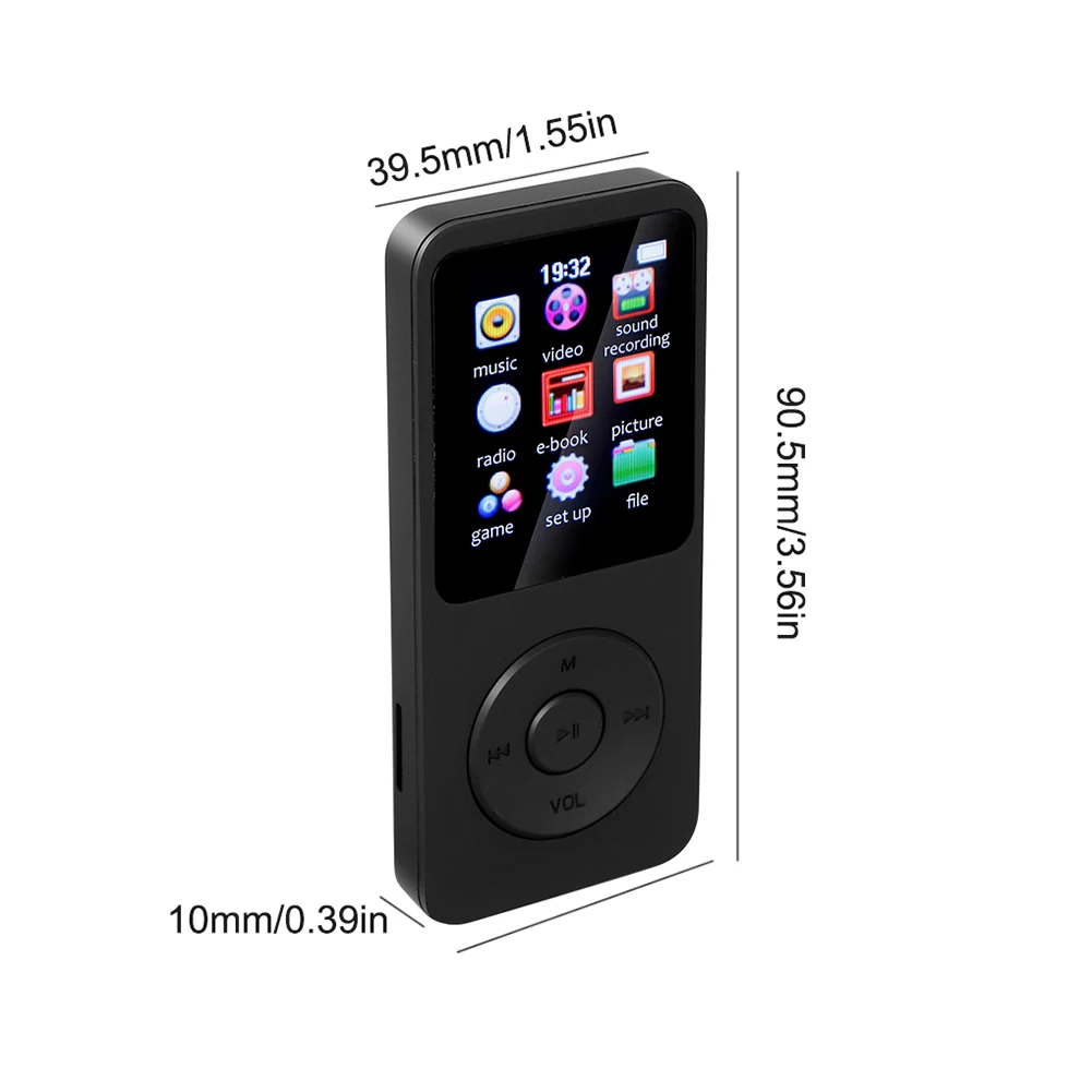 مشغل MP3 MP4 مشغل موسيقى HiFi محمول بشاشة ملونة 1.8 بوصة متوافق مع بلوتوث 5.0 مشغل موسيقى ستيريو هدية للأطفال
